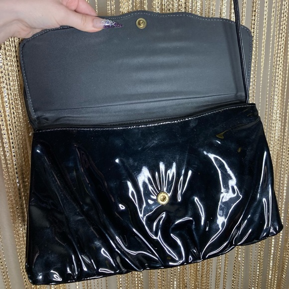 Vintage patent leather oversized clutch envelope purse handbag - Picture 5 of 6